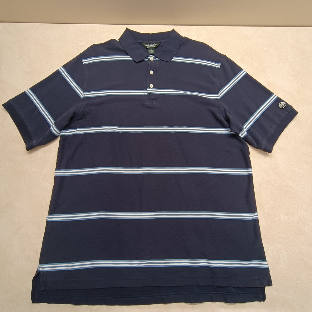 Brooks Brothers Blue and White Polo Shirt with Classic Stripes